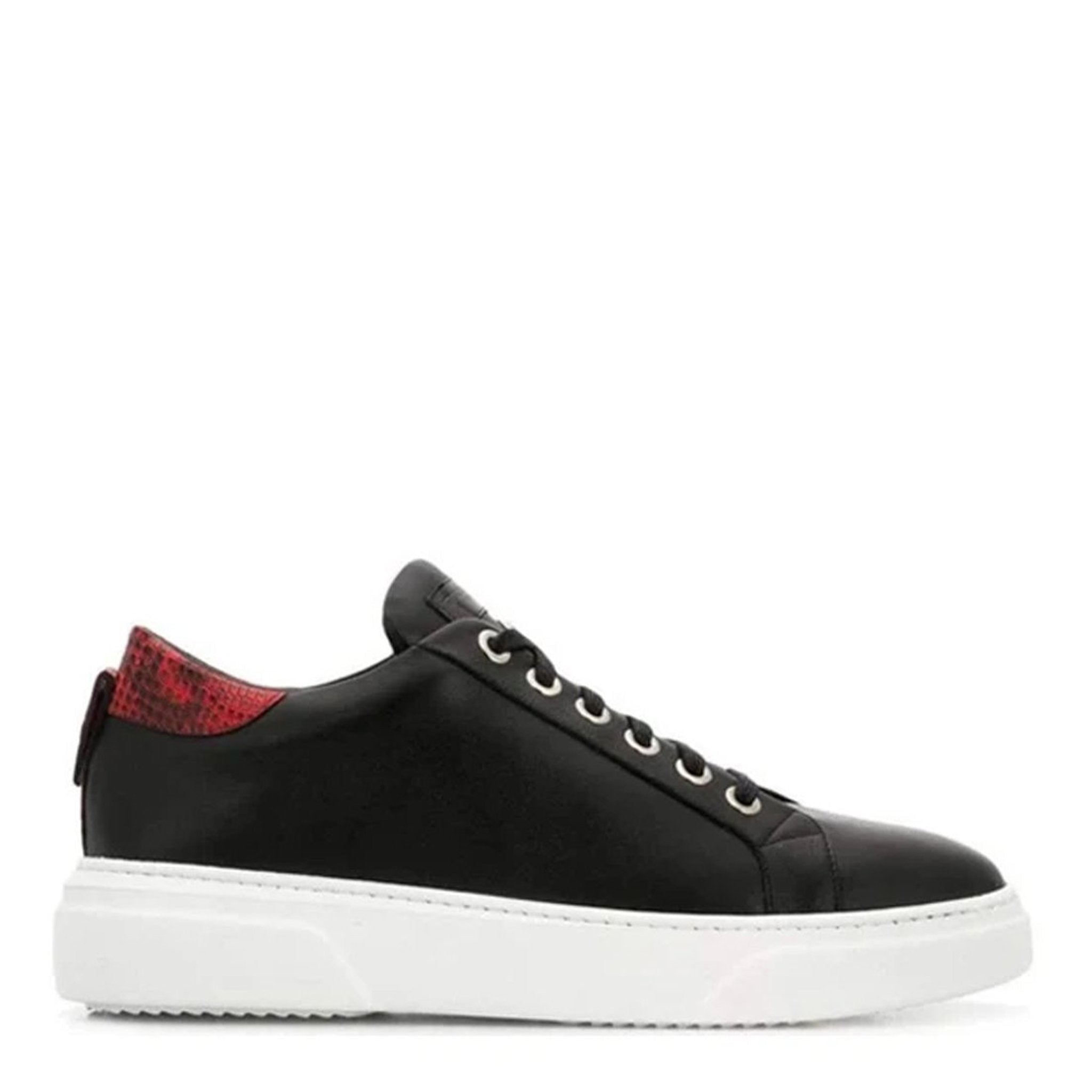 V.I.P. VII Low Black | Red Leather - Giuliano Galiano | Handcrafted Luxury Sneakers Made In Italy