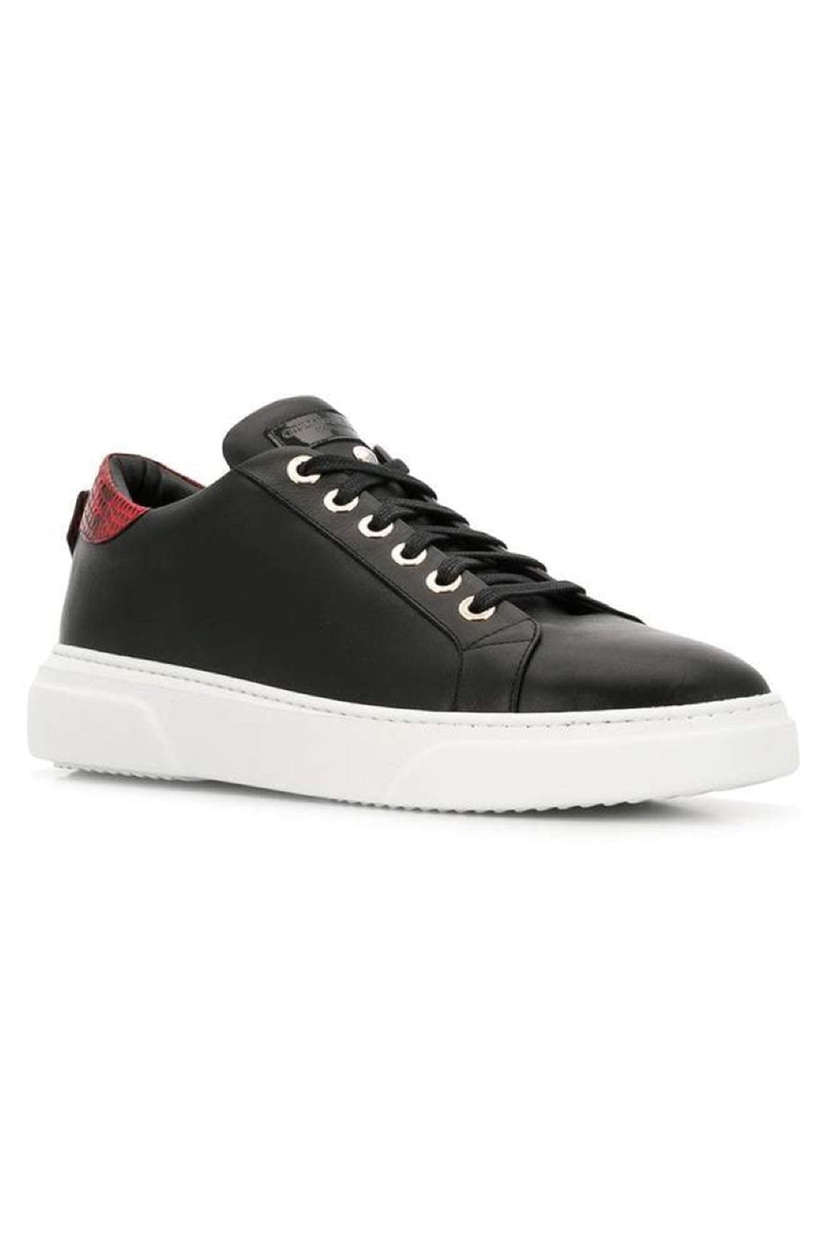 V.I.P. VII Low Black | Red Leather - Giuliano Galiano | Handcrafted Luxury Sneakers Made In Italy