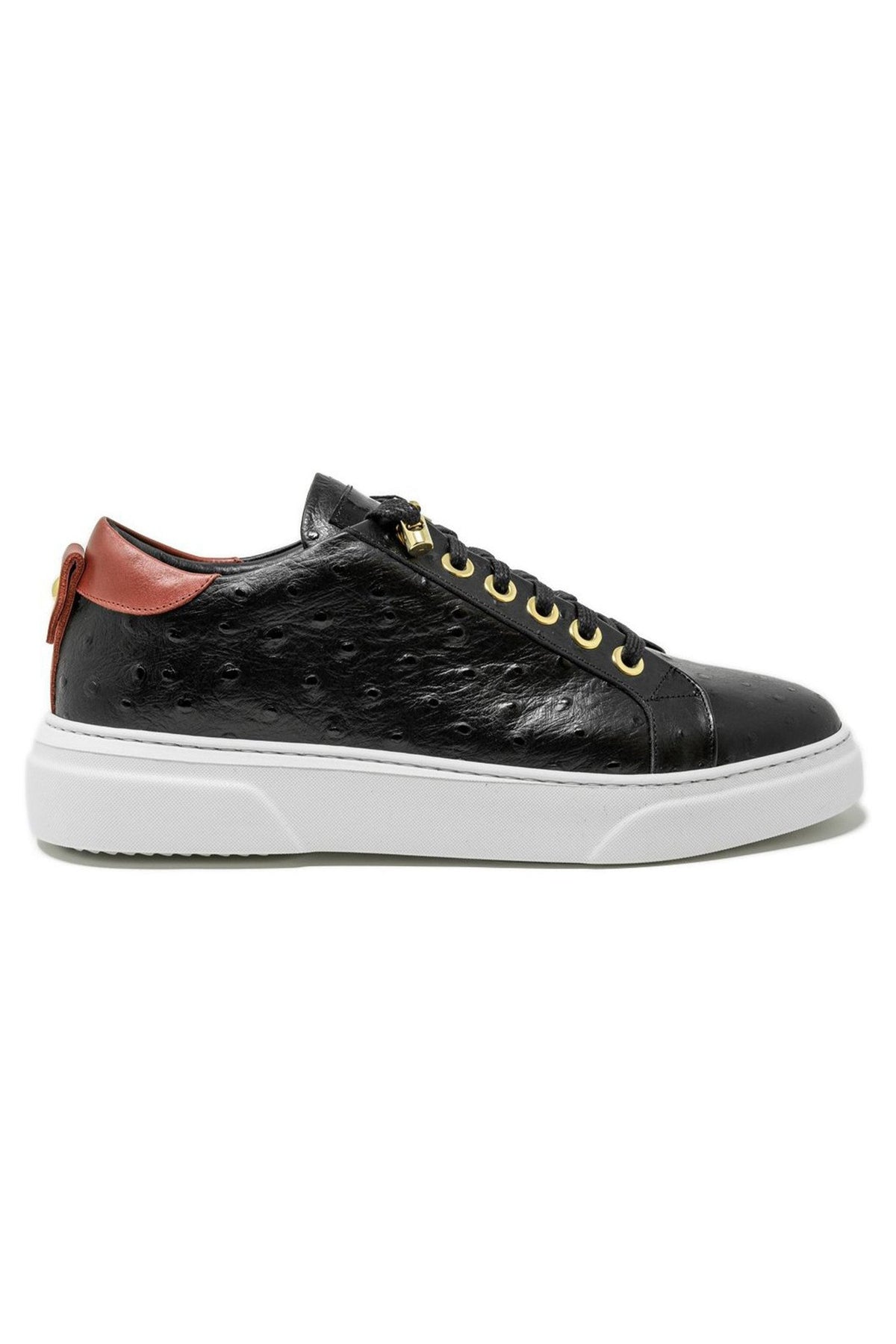V.I.P. VII Low Black | Red Leather - Giuliano Galiano | Handcrafted Luxury Sneakers Made In Italy
