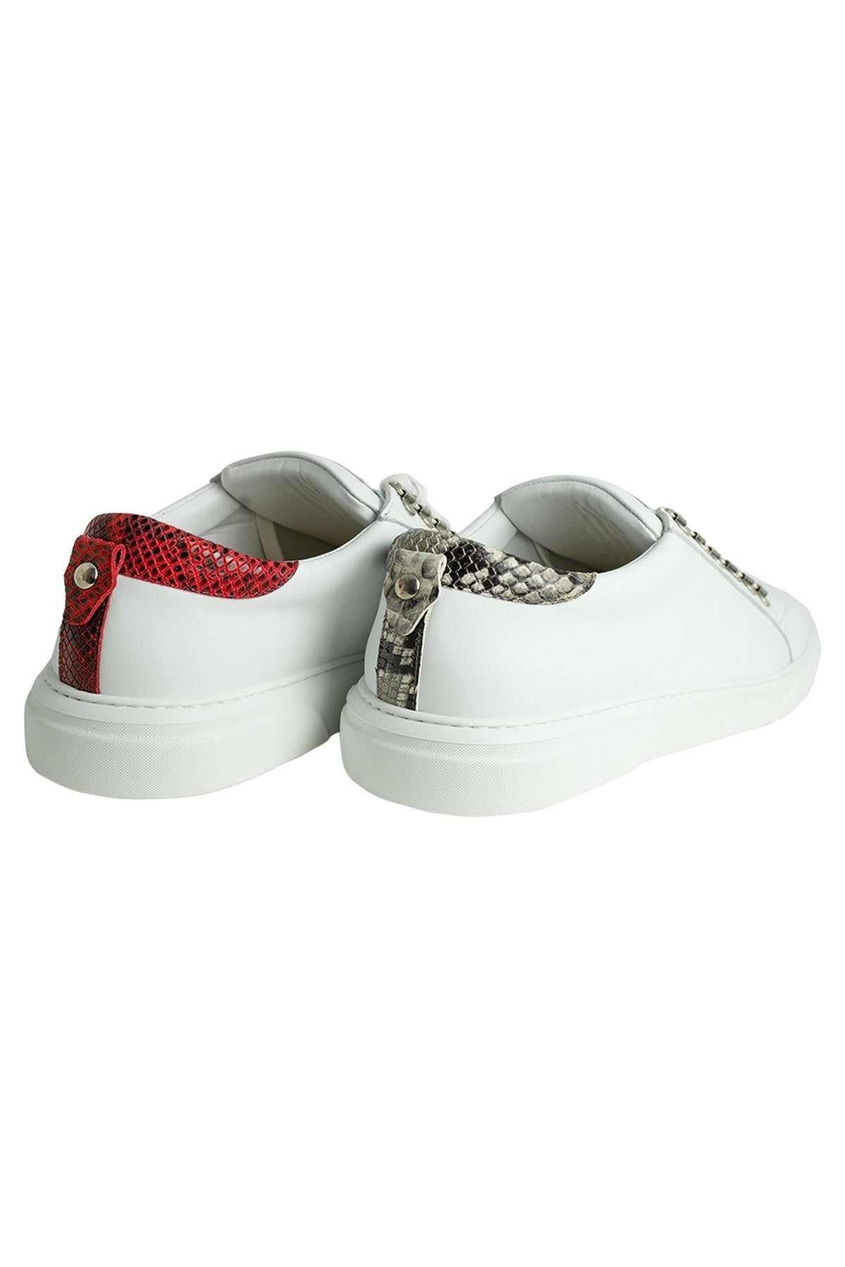 V.I.P. VII Low White | Red & Grey - Giuliano Galiano | Handcrafted Luxury Sneakers Made In Italy