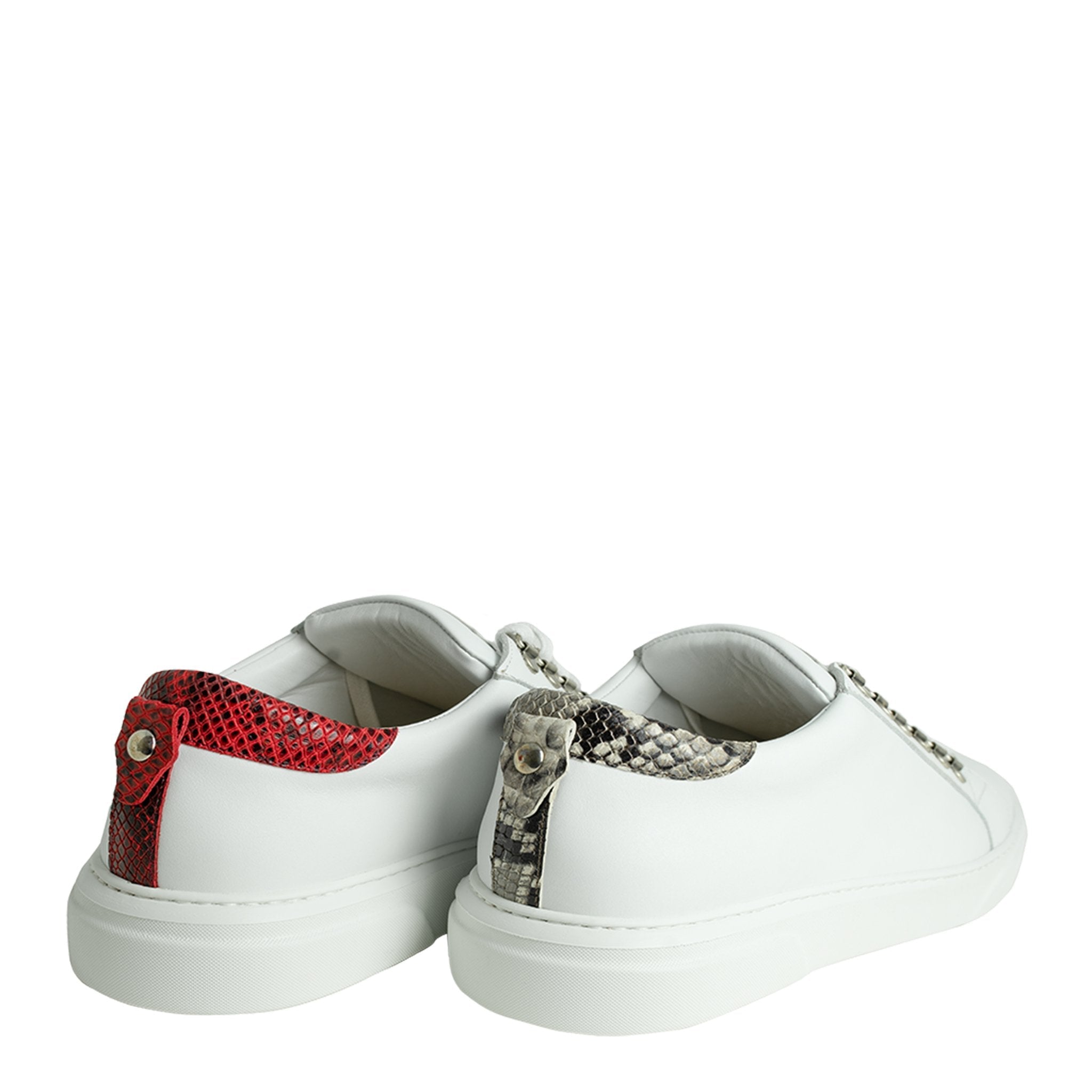 V.I.P. VII Low White | Red & Grey - Giuliano Galiano | Handcrafted Luxury Sneakers Made In Italy