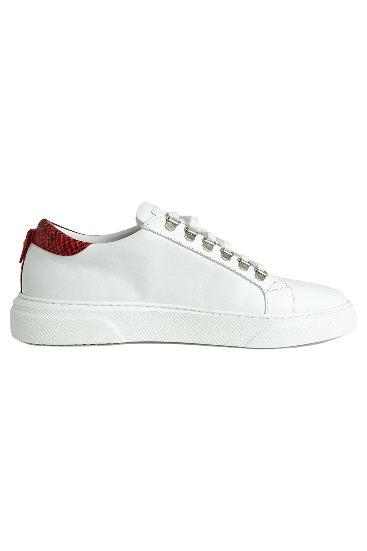 V.I.P. VII Low White | Red & Grey - Giuliano Galiano | Handcrafted Luxury Sneakers Made In Italy