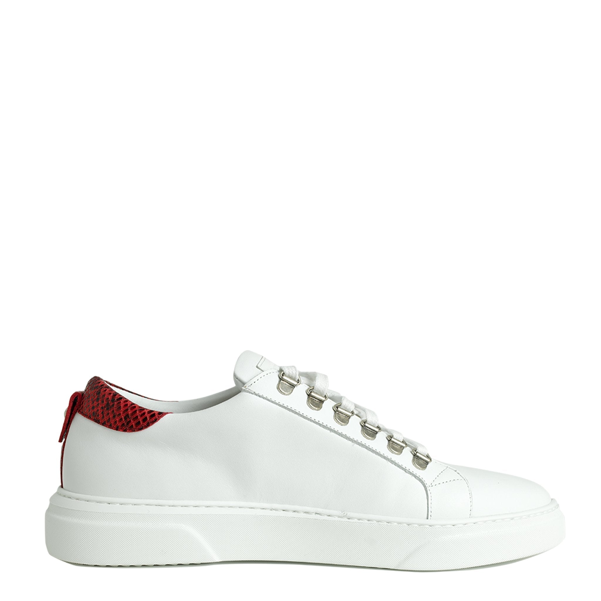 V.I.P. VII Low White | Red & Grey - Giuliano Galiano | Handcrafted Luxury Sneakers Made In Italy