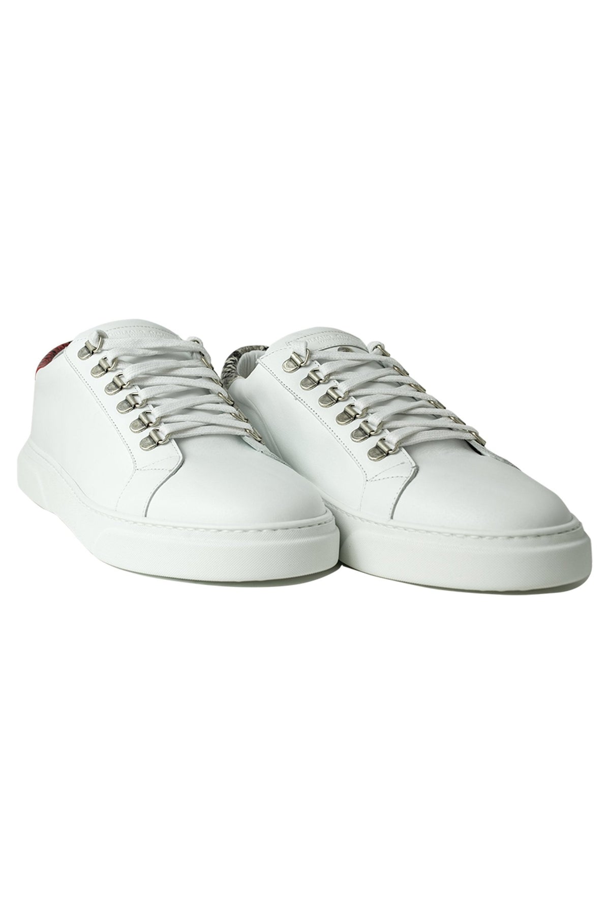 V.I.P. VII Low White | Red & Grey - Giuliano Galiano | Handcrafted Luxury Sneakers Made In Italy