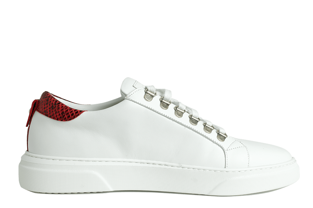 V.I.P. VII Low White | Red & Grey | Limited Edition - Giuliano Galiano | Handcrafted Luxury Sneakers Made In Italy