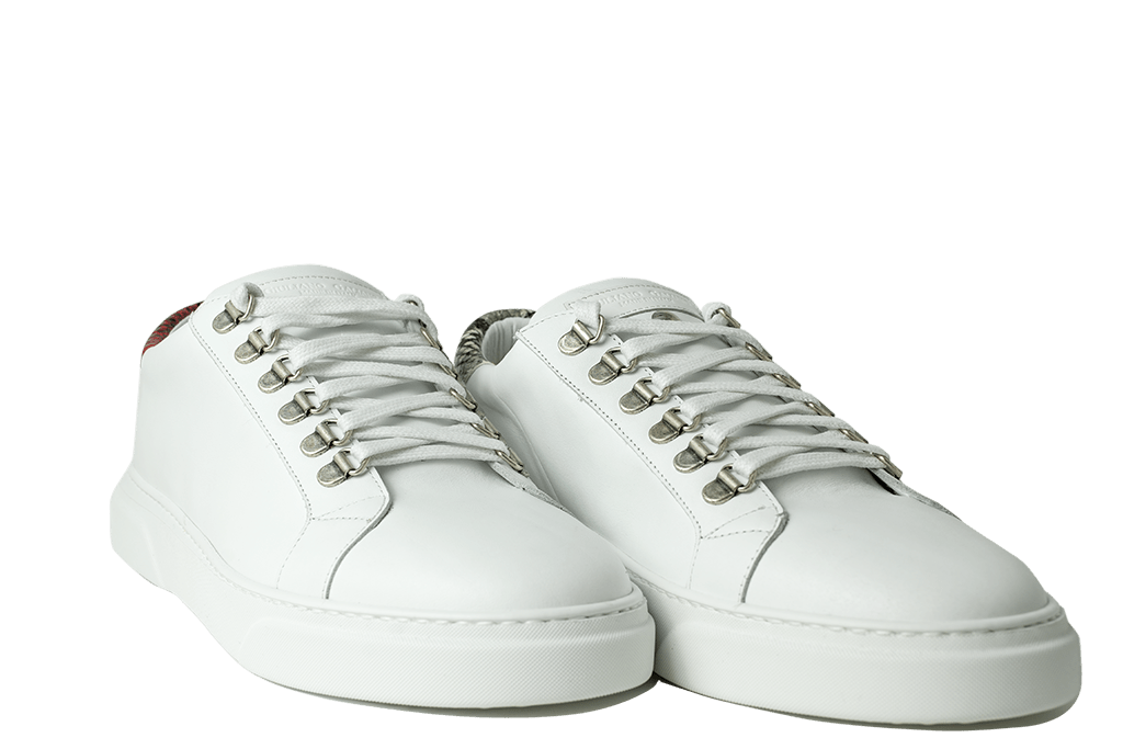 V.I.P. VII Low White | Red & Grey | Limited Edition - Giuliano Galiano | Handcrafted Luxury Sneakers Made In Italy