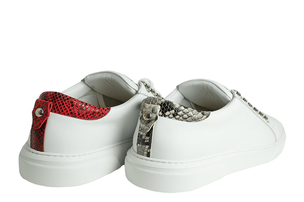 V.I.P. VII Low White | Red & Grey | Limited Edition - Giuliano Galiano | Handcrafted Luxury Sneakers Made In Italy